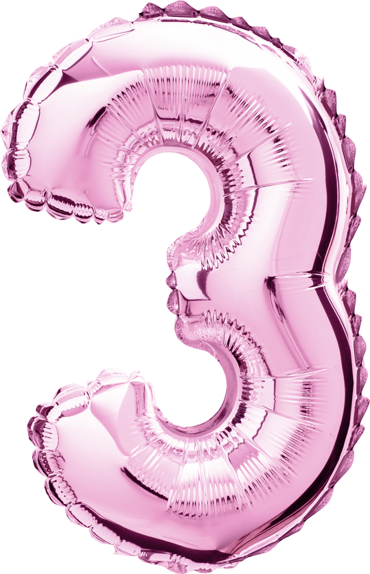 Number 3 Pink  Balloon Isolated