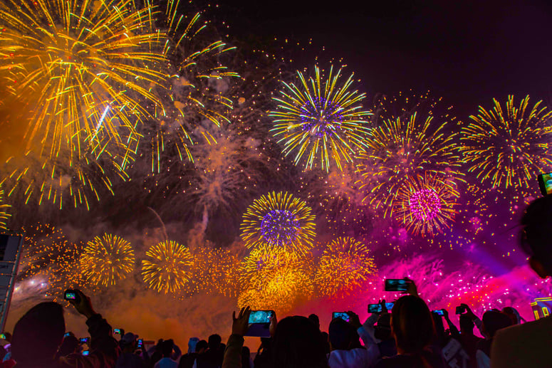 People Watching Fireworks Display 